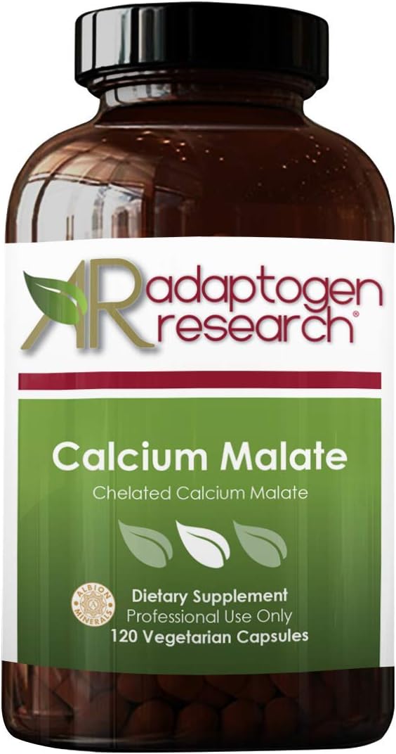 Calcium Malate Chelate 500 mg with Vitamin D3 | Excellent Absorption Calcium Complex | 120 Vegetarian Capsules | Adaptogen Research