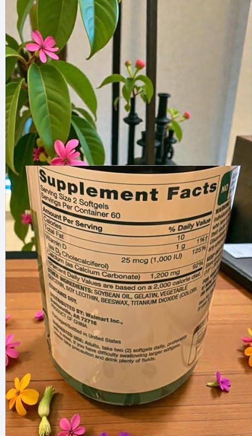 Spring Valley Calcium 600 mg with Vitamin D3 12.5 MCG 120 Softgels Bone Health Support Rapid-Release Gluten-Free