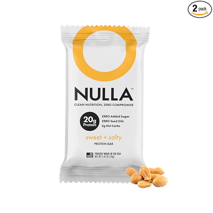 Nulla Bar 12 Count Box NO SEED OILS 20 grams Protein 2-3g Net Carbs (Sweet + Salty)