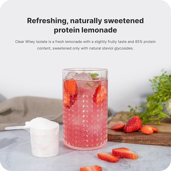 Clear Whey Isolate Fresh Fruity Protein Flavour Sweetened with Stevia Over 85% Protein Natural Ingredients No Artificial Flavours and Dyes (17.64 oz) (Peach Fuzz)