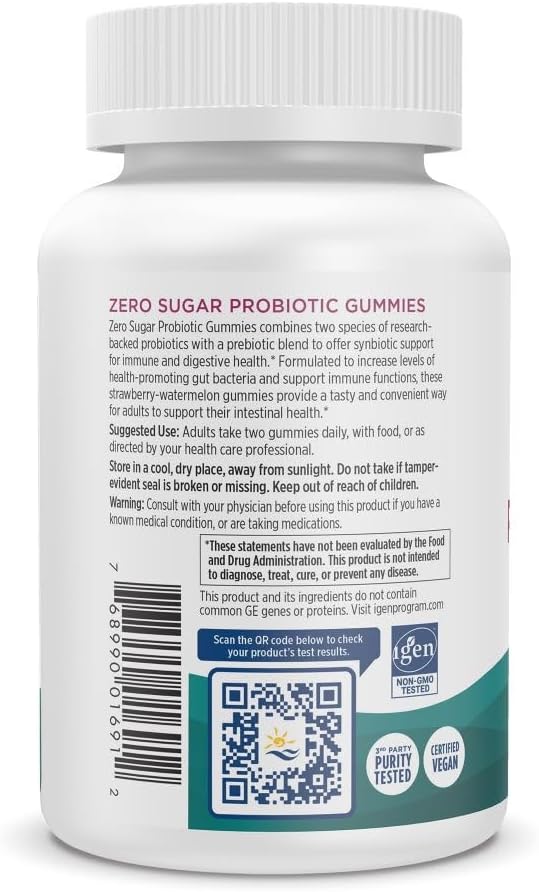 Nordic Naturals Zero Sugar Probiotic Gummies - Strawberry Watermelon Flavor - 40 Gummies - Supports Digestive Wellness &amp Immune Health - Non-GMO - Third Party Tested - Vegan - 20 Servings