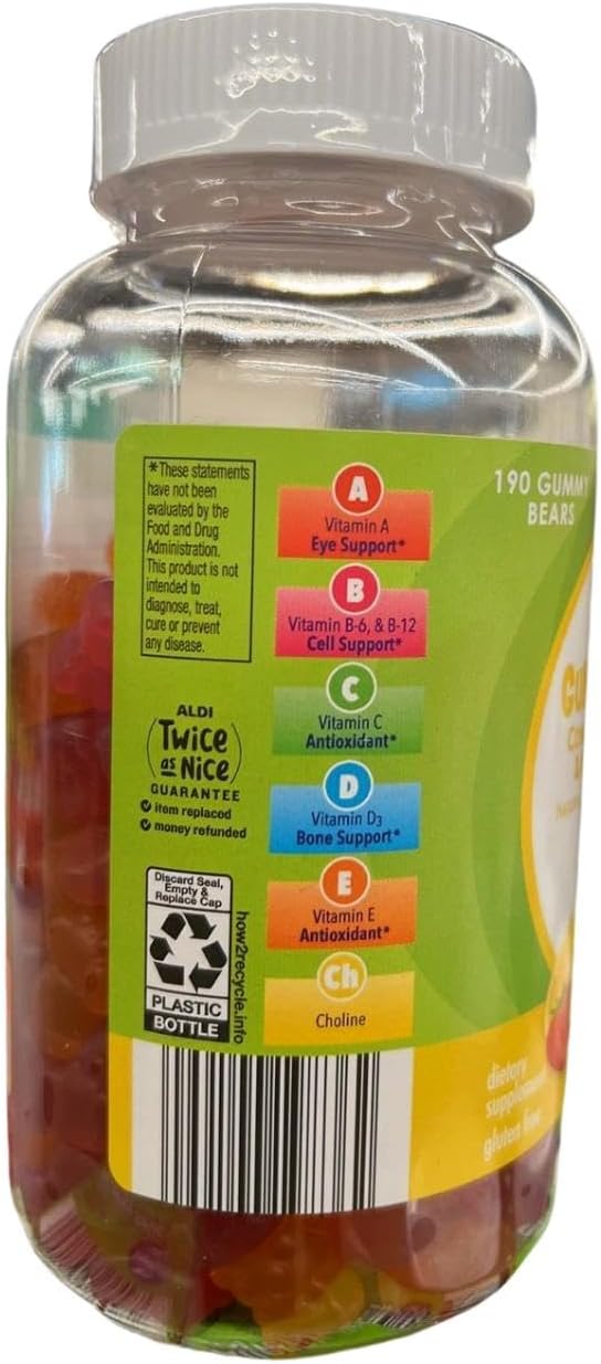 Gummy Vitamins Children's Complete Multivitamin &amp Mineral Formula Natural Cherry Berry &amp Citrus Flavors 190 Gummies Gluten Free