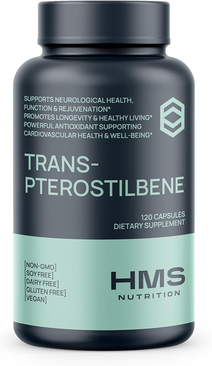Trans‑Pterostilbene 200 mg — High Bioavailability Antioxidant for Healthy Aging Cellular Brain &amp Heart Support — Vegan Non‑GMO Soy‑Free Gluten‑Free 120 Capsules (120 Day Supply)