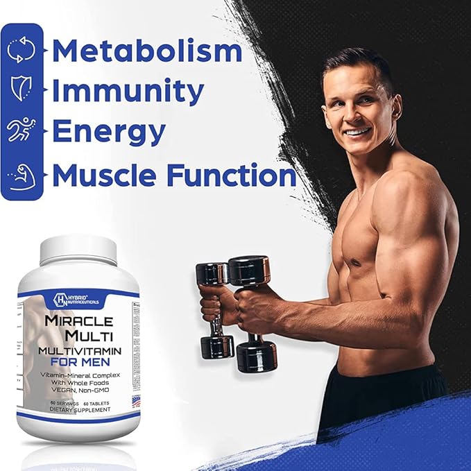 Performance Blend Best Multivitamin for Men Vitamin and Mineral Supplement with Probiotics Superfood Enzyme Blend for Optimized Heart Prostate Stamina Energy Non-GMO 60 Day Supply