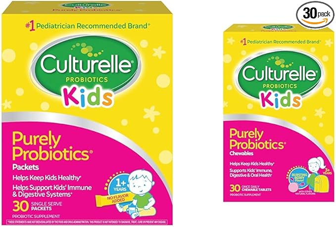 Culturelle Kids Daily Probiotic Supplement &amp Kids Chewable Daily Probiotic for Kids Ages 3+ 30 Count