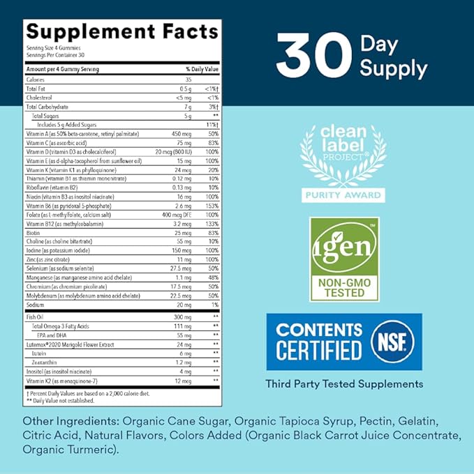 SmartyPants Teen Guy Formula Daily Multivitamin Gummies: Vitamins C B12 K Zinc &amp Biotin for Immune Support Energy Skin &amp Hair Support Assorted Fruit Flavor 120 Gummies (30 Day Supply)
