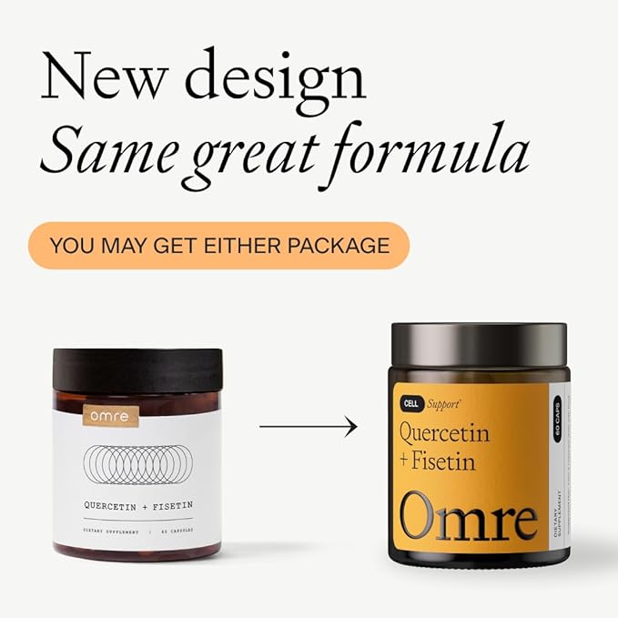 OMRE Quercetin and Fisetin Supplements - Third-Party Tested Senolytic Supplements for Aging Support - 500mg Quercetin Phytosome and 100mg Fisetin - Highly Bioavailable Forms