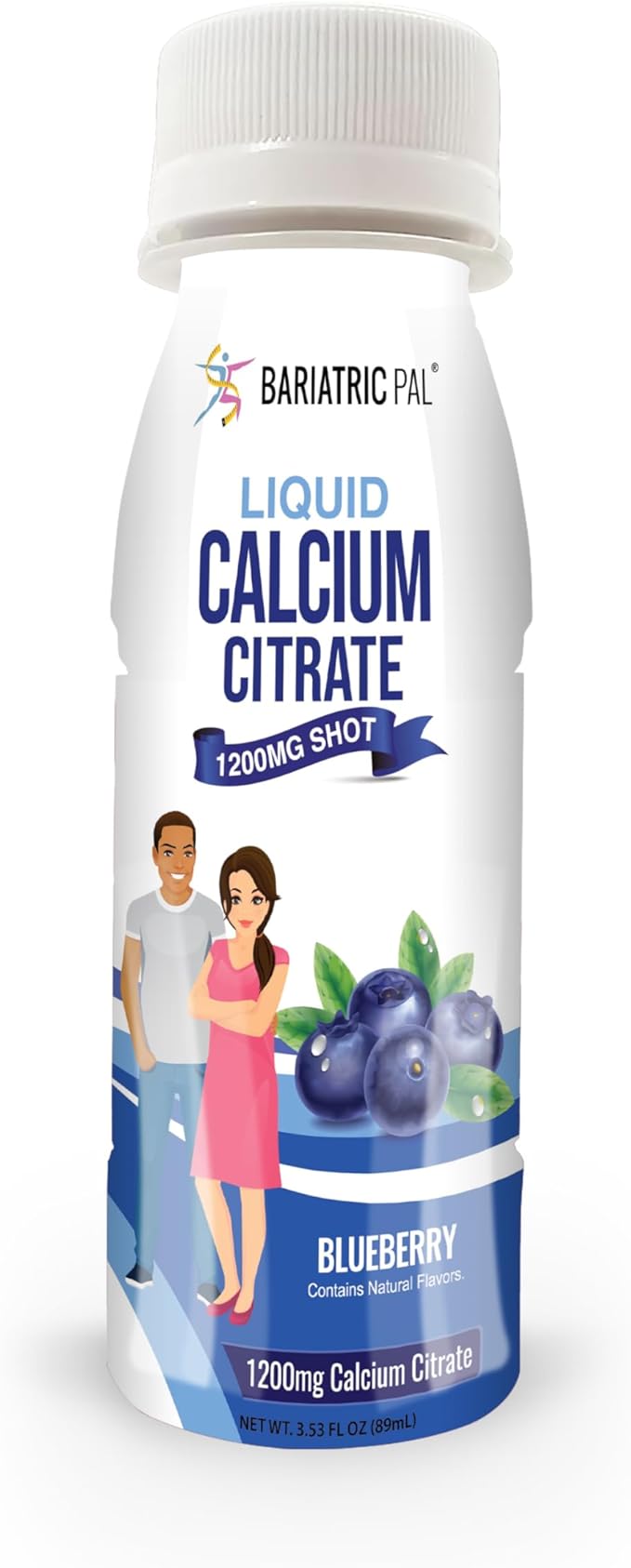 BariatricPal 1200mg Calcium Citrate Sugar-Free Liquid Shots - Blueberry (12-Pack)