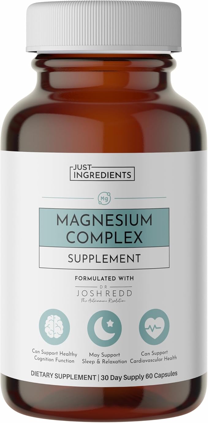 Just Ingredients Magnesium Complex - Five Bioavailable Forms for Relaxation Sleep Mood Support - 60 Capsules