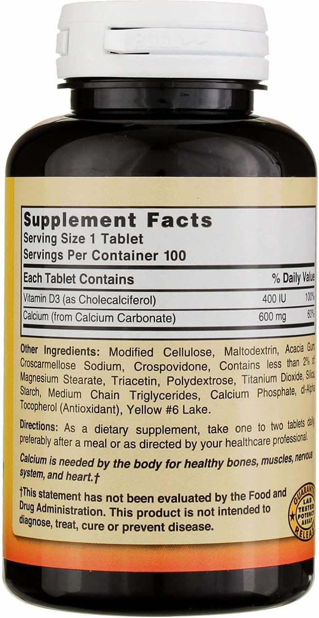 Nature's Blend Calcium Carbonate with Vitamin D3 100 Tablets (Pack of 4)
