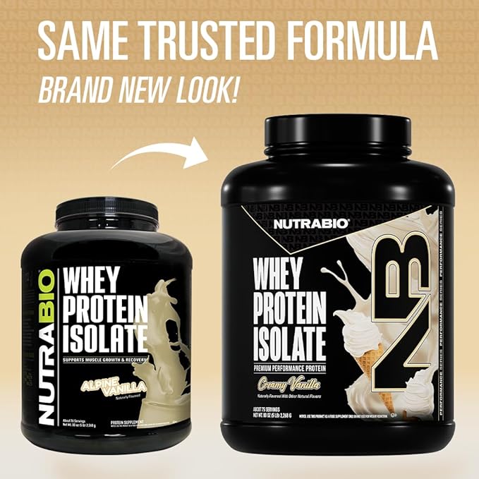 NutraBio 100% Whey Protein Isolate Protein Powder 25g Protein with Complete Amino Acid Profile Non-GMO Soy &amp Gluten Free Low Carb Low Calorie Whey Protein Powder Creamy Vanilla 5 Lbs