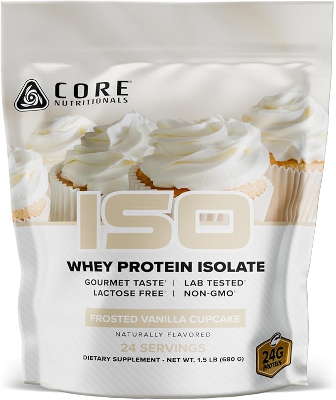 Core Nutritionals ISO Whey Protein Isolate | High-Purity Protein from Whey Isolate | Lean Muscle &amp Recovery Support | 32 Servings (Frosted Vanilla Cupcake)