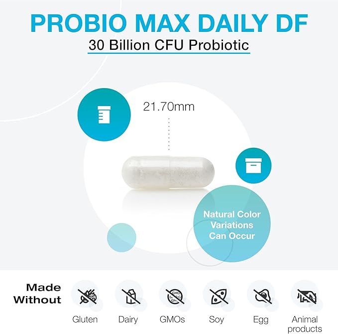 XYMOGEN ProbioMax Daily 30B - Vegetarian Dairy &amp Gluten Free Probiotics for Digestive Health - Women's &amp Men's Probiotic Nutritional Supplements - Formerly ProbioMax Daily DF (30 Capsules)