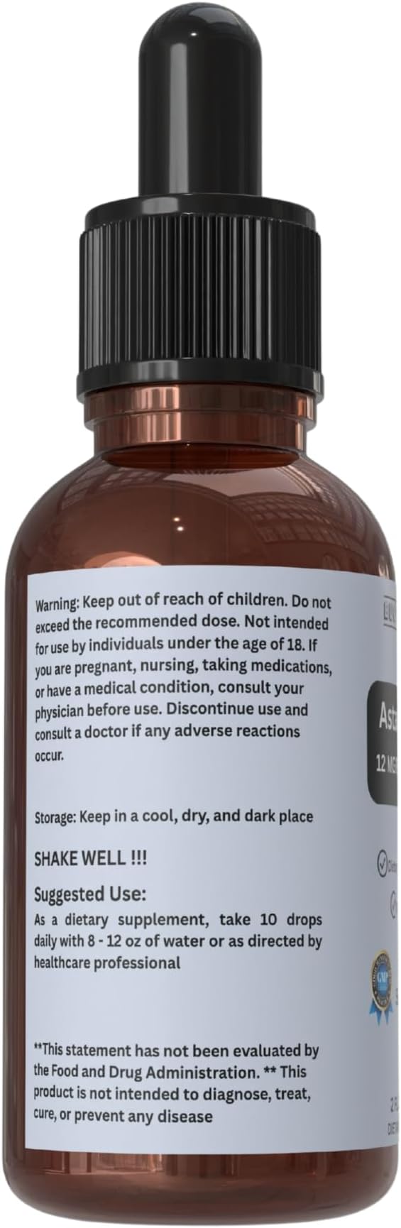 Astaxanthin Liquid Drops Infused with Cold Pressed Extra Virgin Olive Oil – 12mg per Serving – Natural Antioxidant Support – 2 fl oz Dropper Bottle – Vegan Non-GMO