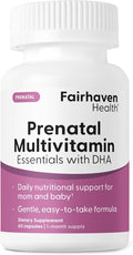 Fairhaven Health Prenatal Multivitamin Essentials with DHA | Prenatal Vitamins + DHA Choline Myo-Inositol | Citrus Essence to Deter Nausea | Vegan | 60 Capsules