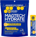 MagTech Magnesium Hydrate Packets - Sugar Free Hydration Powder - Magtein Magnesium L-Threonate Glycinate &amp Taurate - 200mg Chelated Triple Complex - Supports Hydration &amp Brain Health* - 14 S