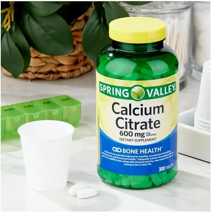 Spring Valley Calcium Citrate Tablets Dietary Supplement for Bone &amp Joint Health 600 mg 300 Count