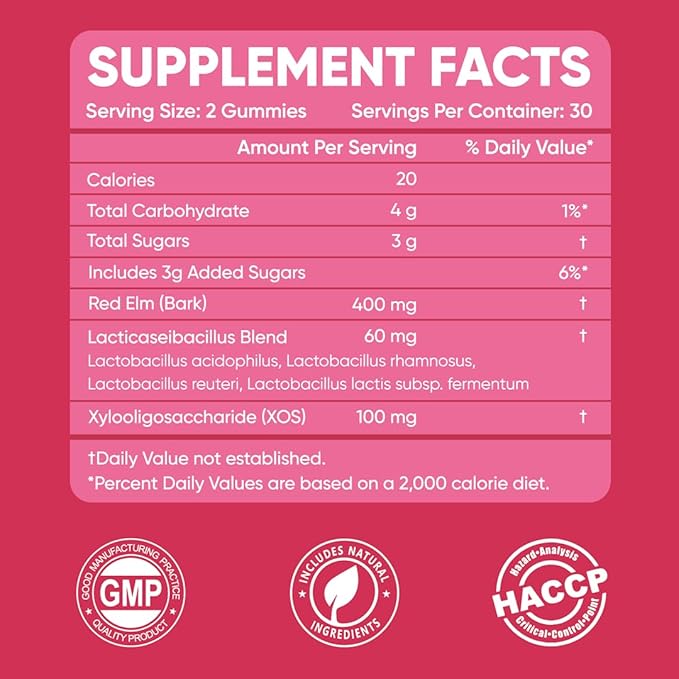 Probiotics for Women Gummies - Multiple Probiotics &amp Red Elm - Supports Gut Flora Feminine Health &amp Immune Function - 60 Active Daily Gummies (3PCS)