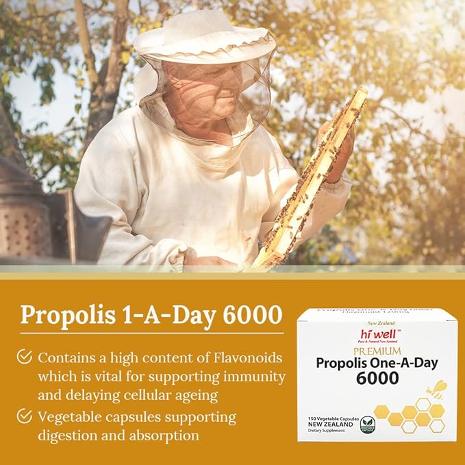 (Pack of 2) Hi Well Premium Propolis 6000 Flavonoid 120mg 150Capsules