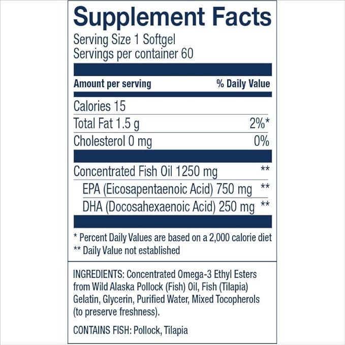 Wiley's Finest Wild Alaskan Fish Oil Peak EPA - Triple Strength Peak EPA &amp DHA Supplement - 1000mg Fish Oil - Omega-3s for Joint Health Support - 60 Softgels (60 Servings)