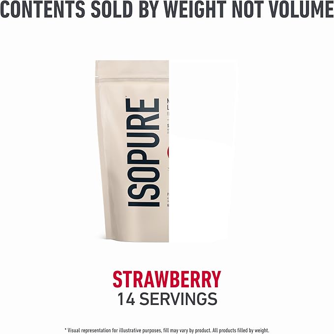 Isopure Low Carb 100% Pure Whey Isolate Protein Powder Lactose Free Gluten Free With Vitamins Strawberry 25g Protein Per Serving 1 Lb 14 Servings (Packaging May Vary)
