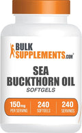 BulkSupplements.com Sea Buckthorn Oil Softgels - Sea Buckthorn Oil Supplement Omega-7 Supplement - Gluten Free 1 Softgel (150mg) per Serving 240 Softgels (Pack of 1)