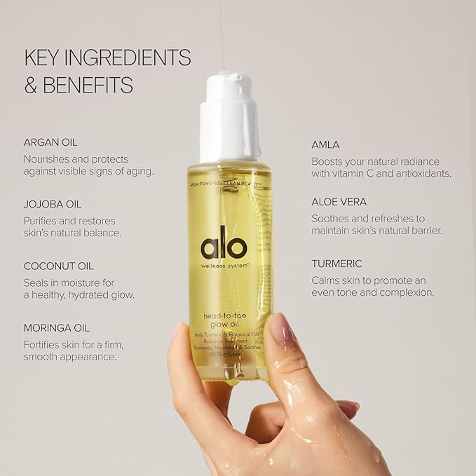Alo Restful Radiance Set | Magnesium Reset Spray + Head-to-Toe Glow Oil | Calming &amp Hydrating Duo for Stress Relief &amp Radiant Skin | Magnesium Arnica &amp Vitamin E | Made in USA - 3.2 oz (P