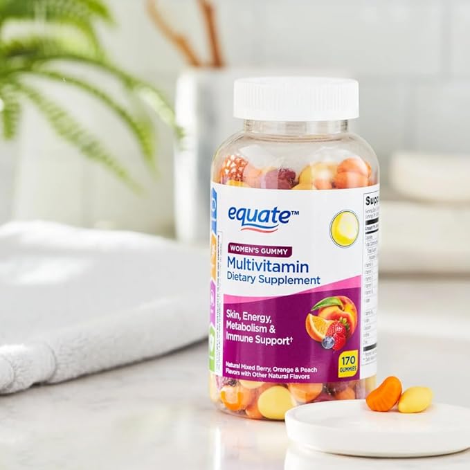 Equate Women's Multivitamin Gummies Daily Complete Multivitamin for Adult Women Mixed Berry Orange Peach Flavor 170 Count Sticker
