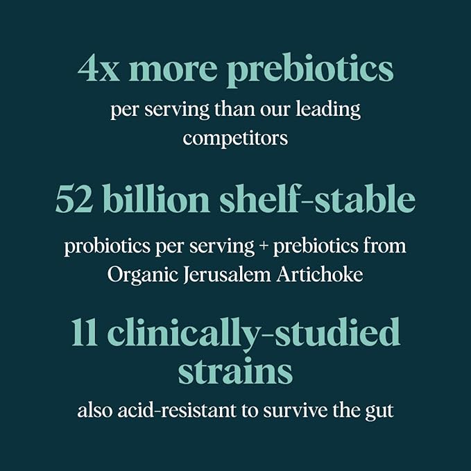 Ora Organic Probiotics with Prebiotics - 52 Billion CFU 11 Clinically Studied Strains for Digestive Health Trust Your Gut Gluten Free 60 Capsules