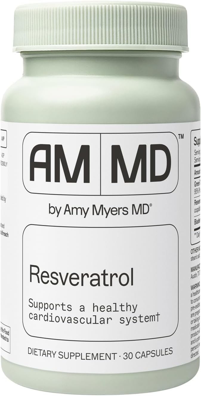 Amy Myers MD Resveratrol Supplement - Supports Cellular Health Antioxidant Defense &amp Healthy Aging - Red Wine Extract - Gluten-Free - 30 Capsules (30 Servings)