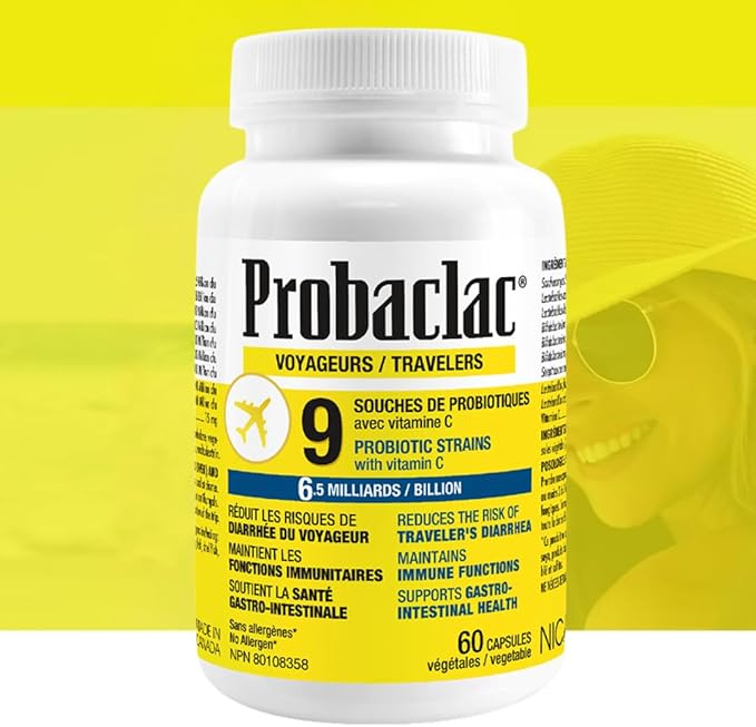 Natural Travelers Probiotics Reducing Risk of Diarrhea Contains Vitamin C Immune Support Gluten Free Travel Size Vacation Cruise and Airplane Travel Essentials Vegan 60 Capsules