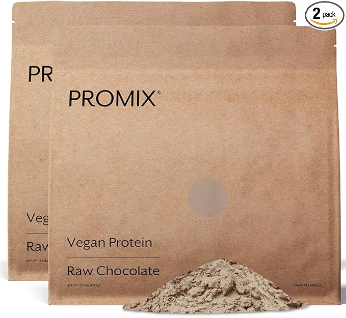 ProMix Nutrition Plant-Based Vegan Protein Powder Raw Chocolate - Pea Protein &amp Vitamin B-12 - ­Post Workout Fitness &amp Nutrition Shakes Smoothies Baking &amp Cooking Recipes - 5 Pound (Pac