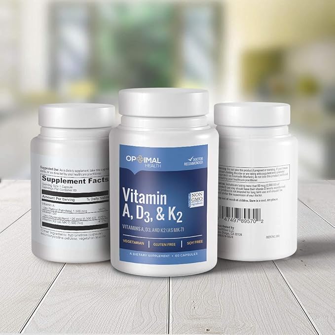 Vitamin ADK Supplement with Vitamins A 5000IU Vitamin D3 and 500mcg Vitamin K2 (as MK-7) | NON GMO | Gluten &amp Soy Free