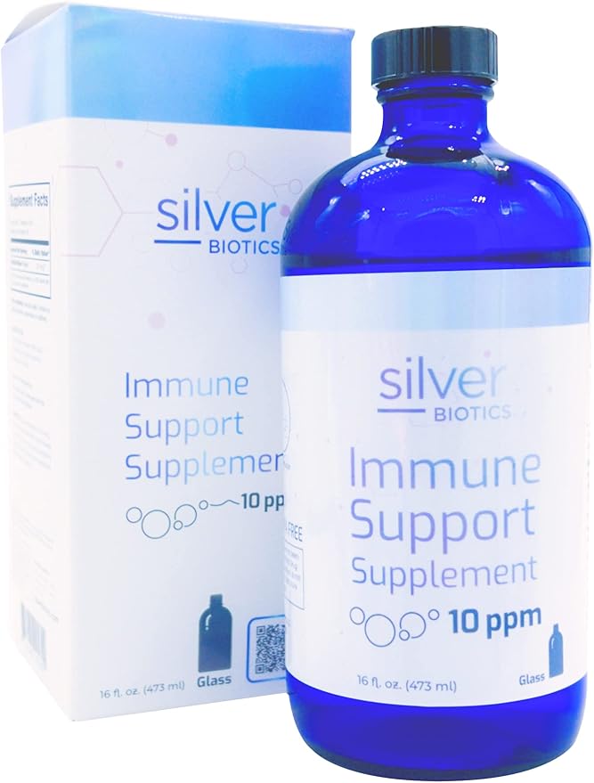 Silver Biotics Multivalent SilverSol Technology Ag₄O₄ 10 PPM Immune Support | Bio-Hacking Immune Building Natural Support (16 Fl Oz Glass Bottle)