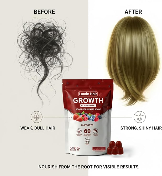 Growth Gummies for Black Women 60 Vegan Gummies Daily Hair Nourishment with Biotin Collagen &amp Botanical Extracts Supports Healthy Hair Growth &amp Strength