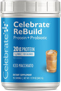 Celebrate Vitamins Rebuild Protein Powder with Probiotics &amp Prebiotics - 20g Whey Isolate Protein High Fiber for Post Bariatric Surgery Patients - Iced Macchiato (15 Servings)