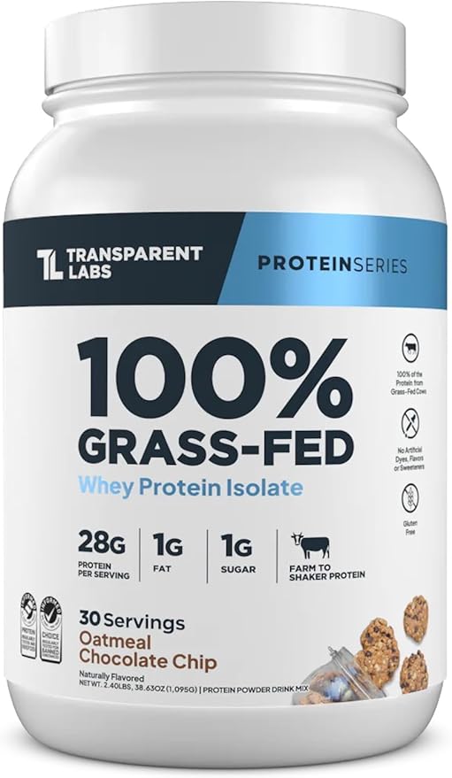 Transparent Labs Grass-Fed Whey Protein Isolate (30 Servings French Vanilla) &amp Grass-Fed Whey Protein Isolate (30 Servings Oatmeal Chocolate Chip Cookie)