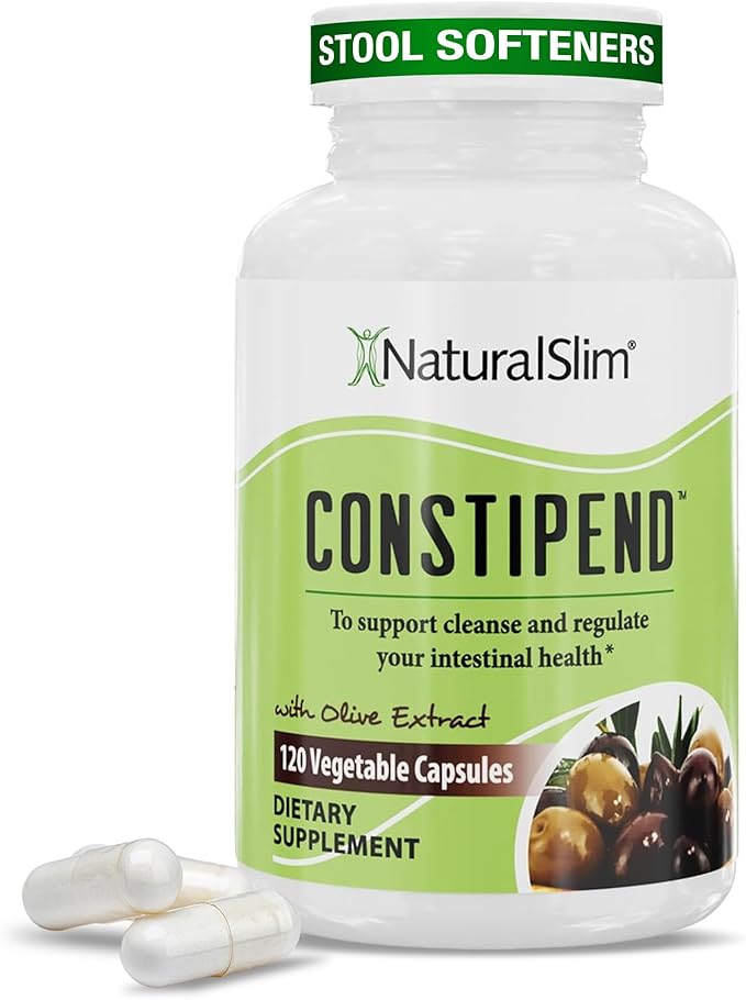 NaturalSlim Constipation Relief Stool Softeners Constipend Colon Cleanser for Women &amp Men with Magnesium Citrate Aspartate &amp Olive Extract 120 Vegetable Capsules