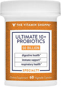 The Vitamin Shoppe Ultimate 10+ Probiotics 50 Billion CFU - 10 Probiotic Strains for Digestive Health Immune &amp Gut Support (60 Vegetable Capsules)