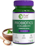 Probiotic 25 Billion CFU + prebiotics 250 mg l Prebiotics and Probiotics Capsules for Women and Men to Support Gut Health - 60 Veg Capsules
