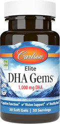 Carlson - Elite DHA Gems 1000 mg DHA Supports Healthy Brain Function &amp Vision 30 soft gels