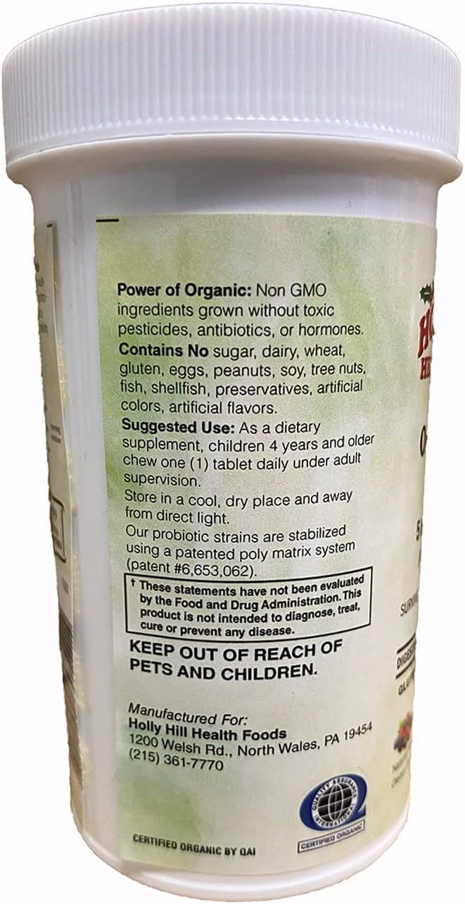 Holly Hill Health Foods Organic Kids Comfort 5 Billion Probiotic Berry 30 Chewable Tablets