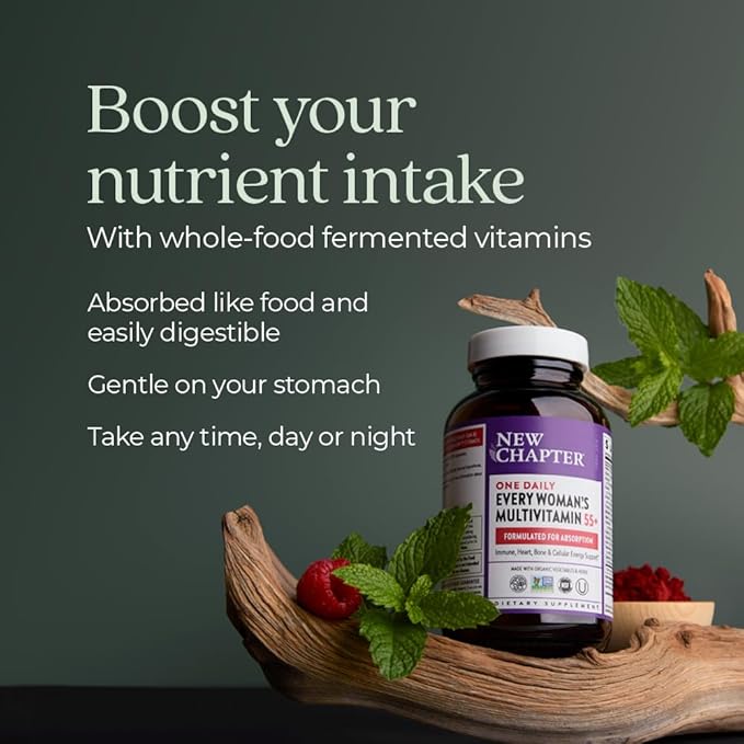 New Chapter Women’s Multivitamin 55+AstaxanthinB6B12D3Vitamin C &amp ZincImmuneHeartCellular Energyand Bone SupportGentle on The StomachDailyNon-GMOGluten-Free96 Tablets(Pack of 2)