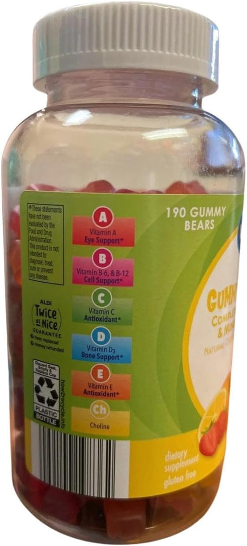 Adult &amp Children's Complete Multivitamin Gummies Natural Berry Cherry &amp Citrus Flavors 150 &amp 190 Count Gluten Free