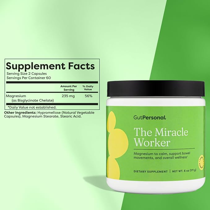 GutPersonal The Gut Fix™ Bundle: The Miracle Worker Magnesium Powder Supplement Strawberry Flavor 30 Servings + The Booster Targeted Probiotic Capsule 60 Servings