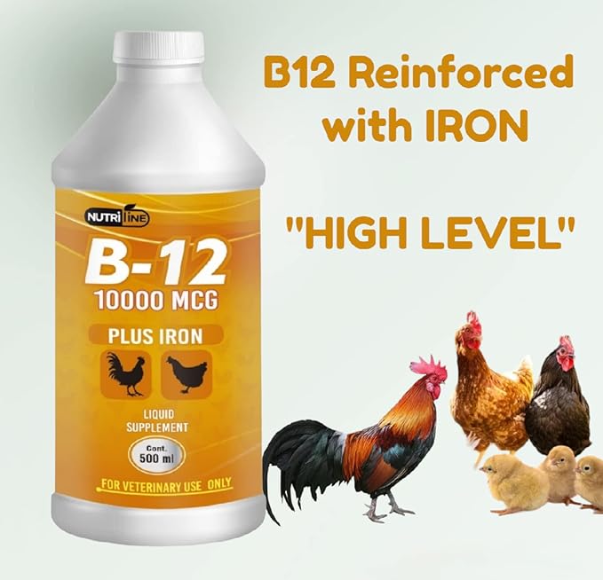 NUTRILINE B-12 for Poultry - Multivitamin Booster for Rooster Hens Chicken Vitamin Recovery Liquid 16 onzas