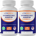 Vitamatic Hydrolyzed Keratin 500mg per Serving - 120 Vegetarian Capsules - Keratin Supplements for Healthy Hair Skin &amp Nails for Adults-2 Pack