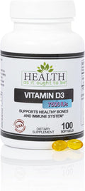 Health As It Ought To Be Vitamin D3 7500 IU Supplement 188mcg – Physician Formulated – Supports Bone &amp Immune Health – 100 Softgels