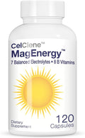 CELCLENE MagEnergy 7 Electrolytes 8 Super B Vitamins High Magnesium High Methyl B12 Methyl Folate D3/K2 Biotin Zinc for Hydration L-Theanine Choline Green Tea Ginger Extracts