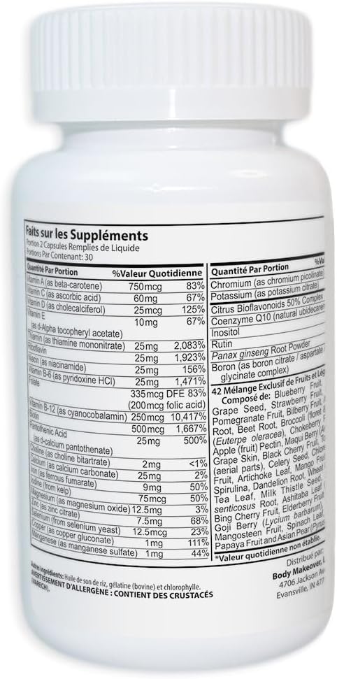 Skinny Jane Daily Multi Vitamin for Women – Supports Energy Wellness and Hair Skin Nails – Unique Fruit and Veggie Blend – 60 Easy to Swallow Liquid Capsules